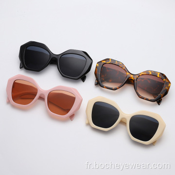 Nouvelles lunettes de soleil polygonales irrégulières personnalisées Lunettes de soleil à coupe transfrontalière pour femmes, filet pour hommes, lunettes Hip Hop rouges s21177